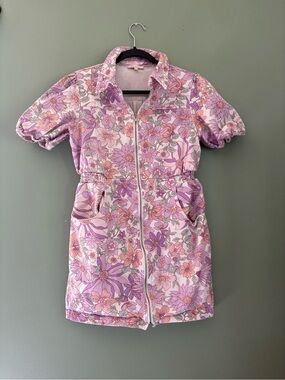 Skies Are Blue Pink & Lavender Floral Zip-Front Dress